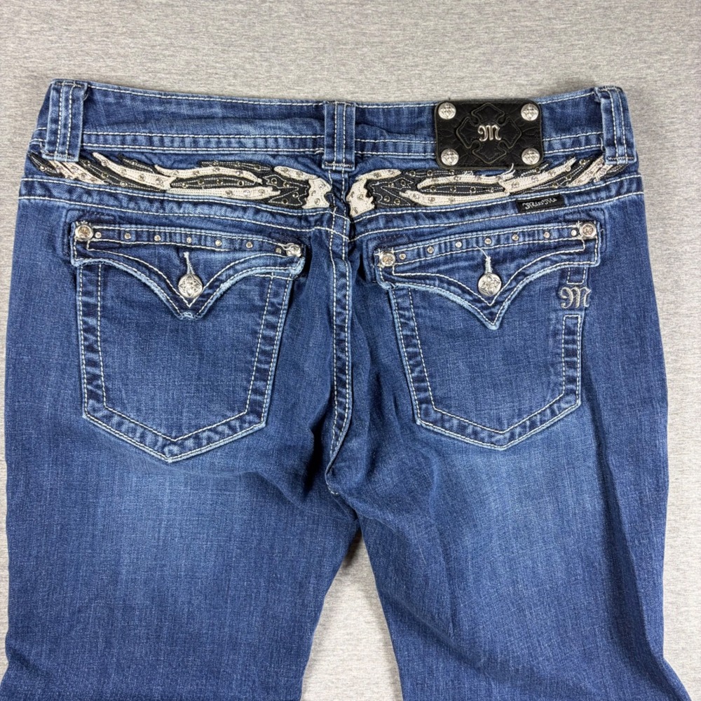 Miss Me Bootcut Jeans Size 34 JP5011B6 Y2K Embellished Dark Wash